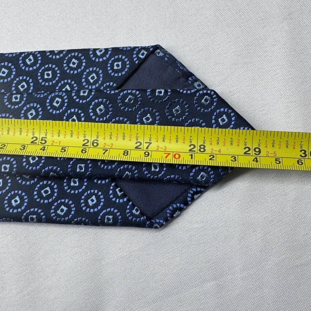 Charvet Silk Tie Mens OS Blue Geometric Medallion French Luxury Formal Dapper